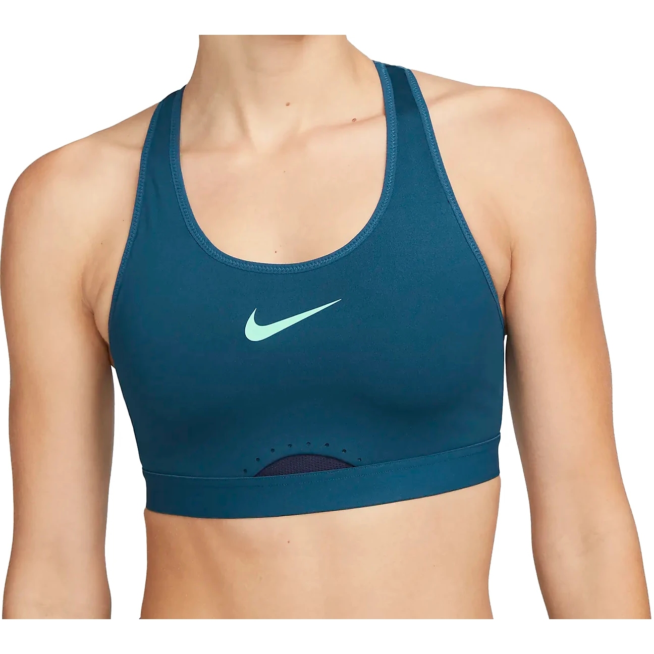 Nike Dri-FIT Swoosh High-Support Unpadded Sports Bra Women - Cup Size C -  valerian blue/blackened blue/green glow DD0428-460