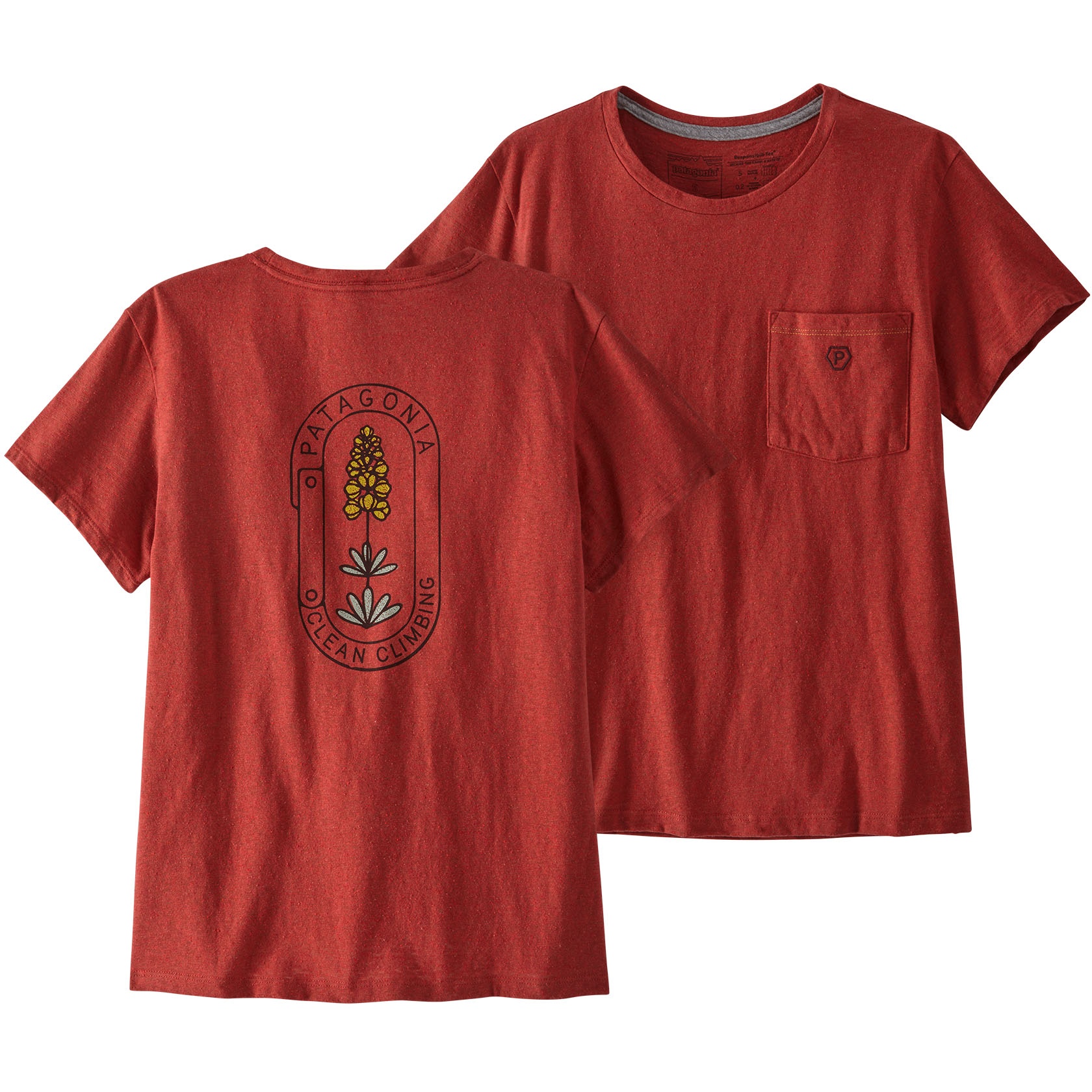 Photo produit de Patagonia T-Shirt Femme - Clean Climb Bloom Pocket Responsibili-Tee - Burl Red