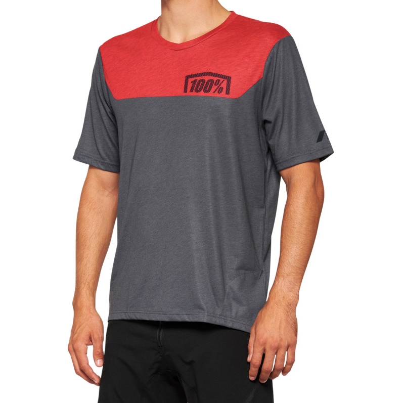Picture of 100% Airmatic Short Sleeve Bike Jersey - charcoal/racer red