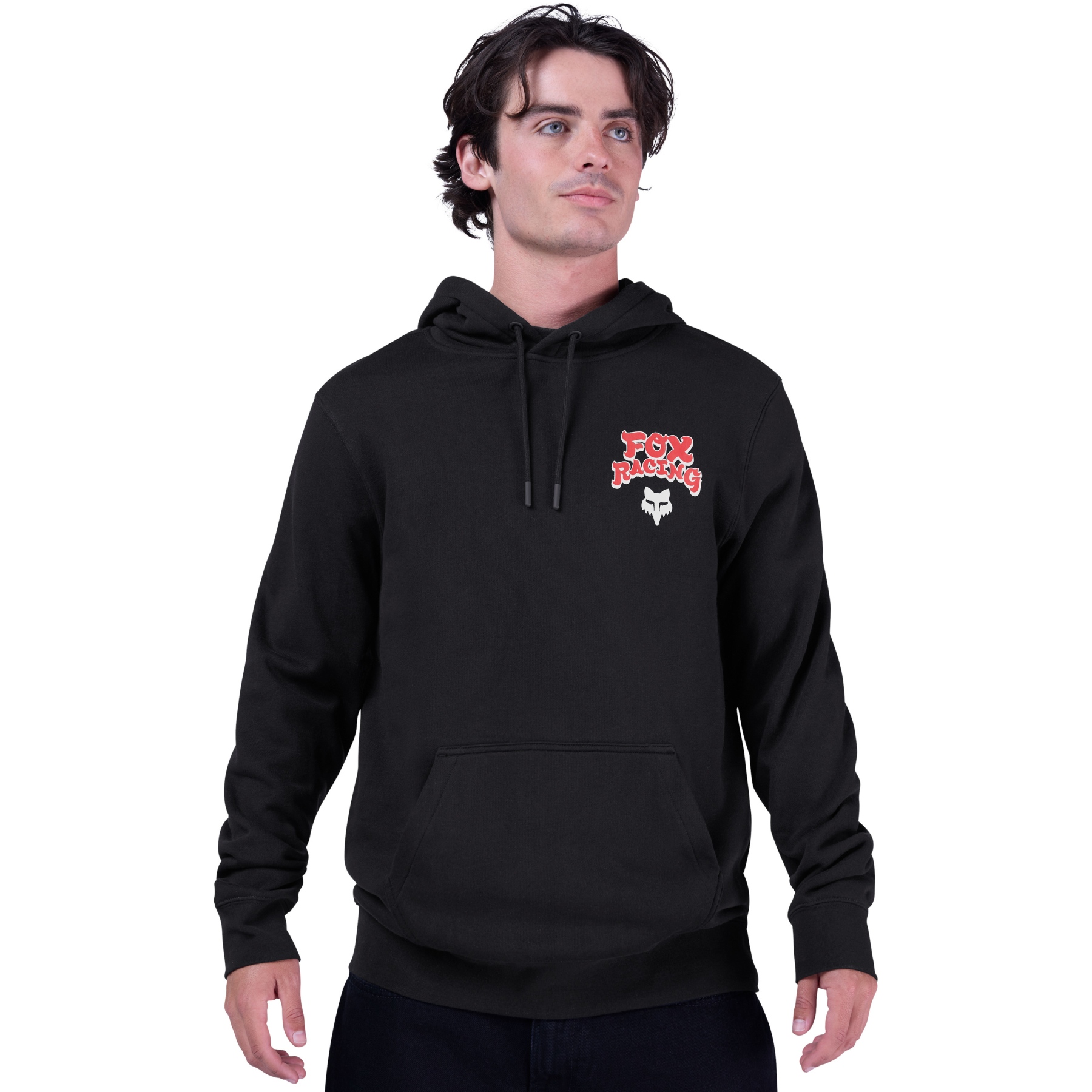 Мужская флисовая толстовка с капюшоном FOX Racewear - черный