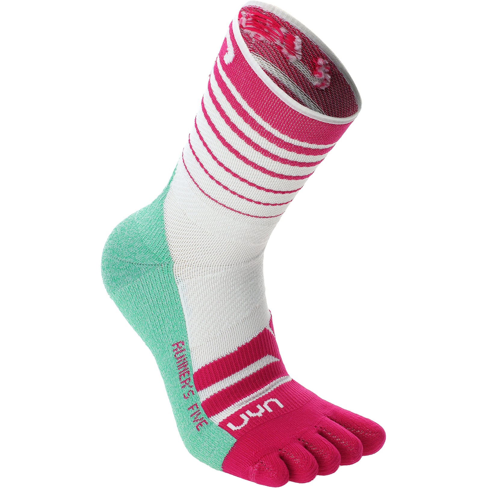 Picture of UYN Runner&#039;s Five Socks Women - White/Fuchsia/Green