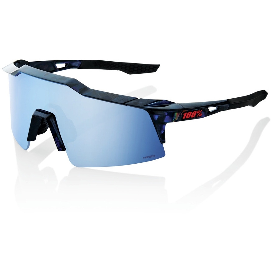 Picture of 100% Speedcraft SL Glasses - HiPER Mirror Lens - Black Holographic / Blue Multilayer + Clear