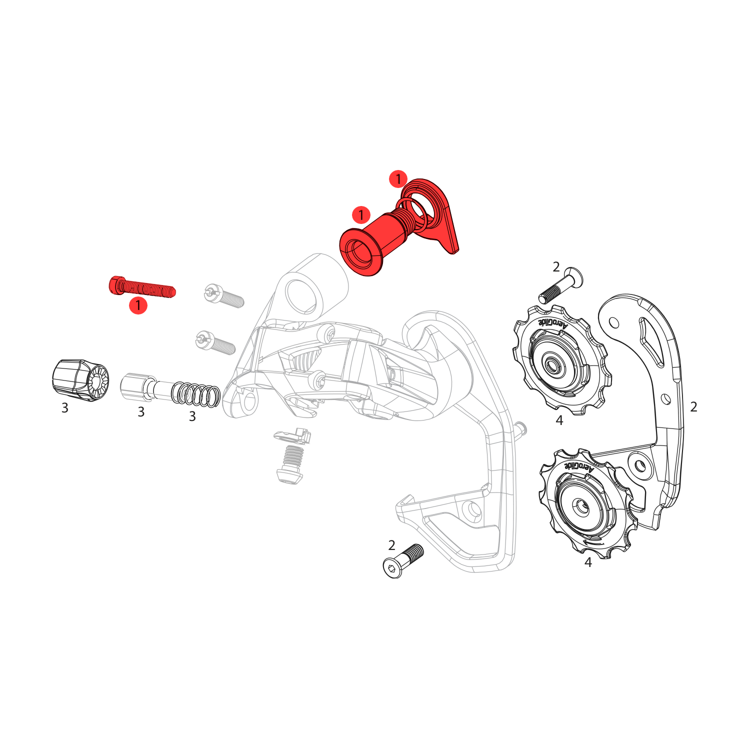 Picture of SRAM B-Bolt &amp; Screw Kit for RED 22 Rear Derailleur - 11.7518.020.000