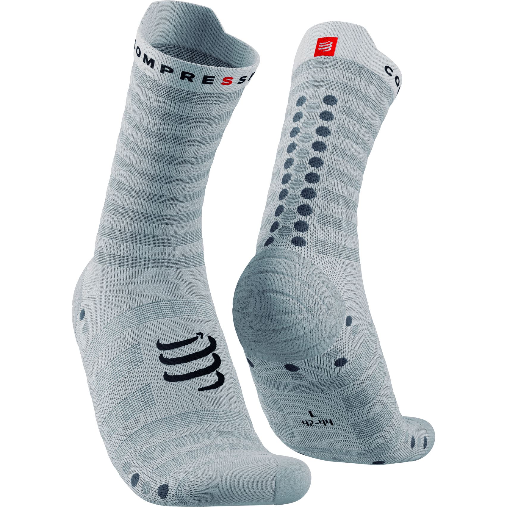 Image of Compressport Pro Racing Compression Socks v4.0 Ultralight Run High - white/alloy