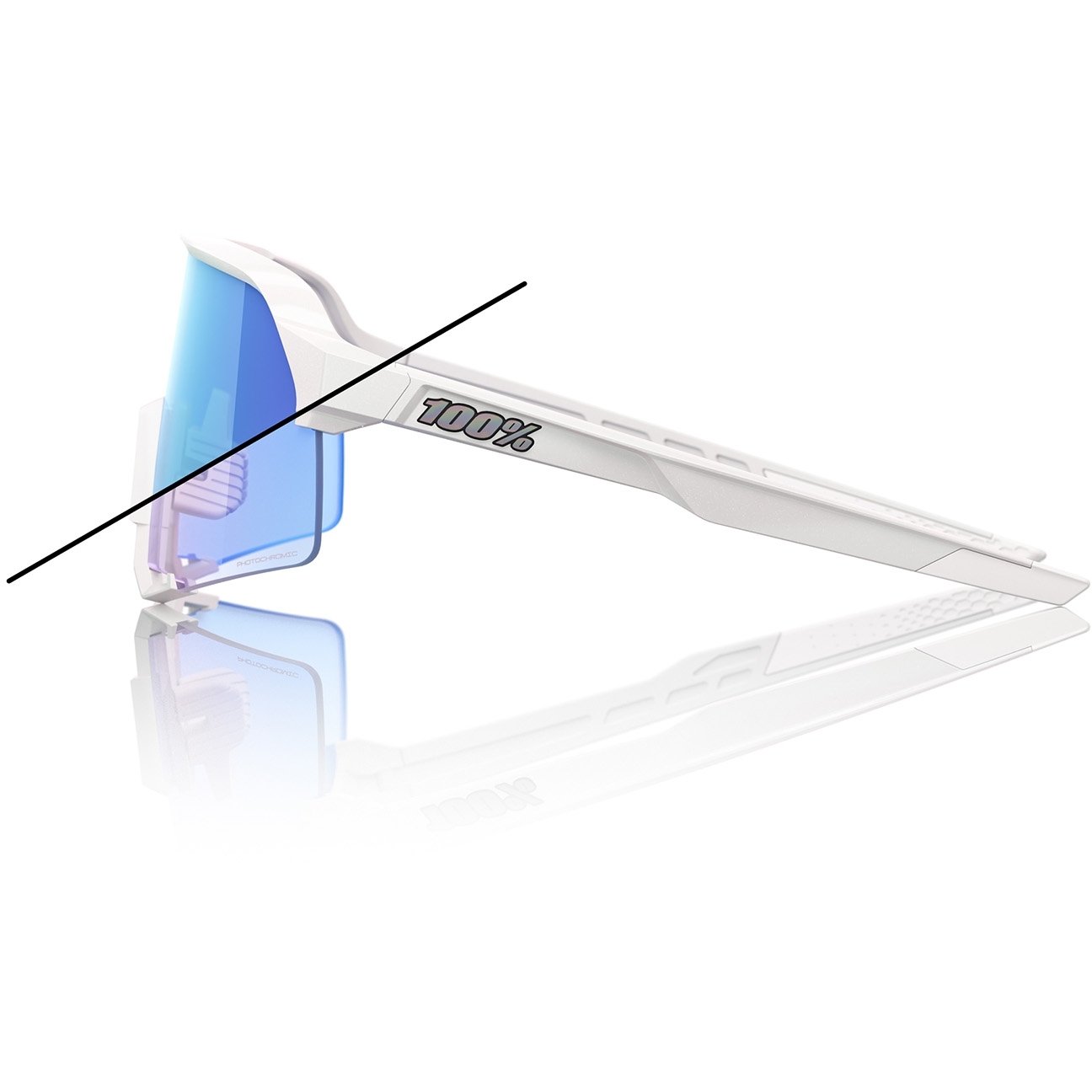 100% S3 Bastille 調光サングラス 60005-00041 100% S3 Photochromic Glasses - Bastille - Blue Mirror | BIKE24