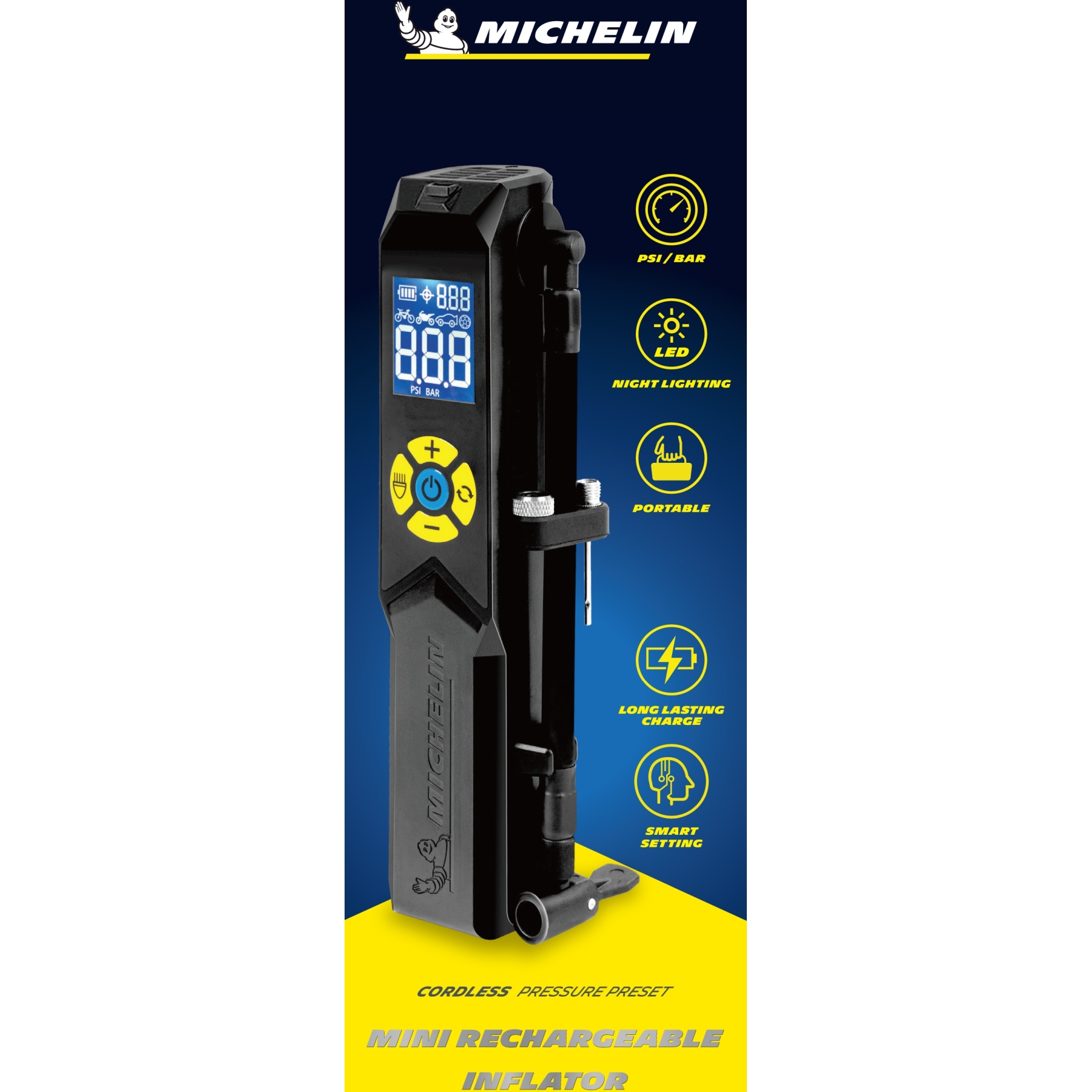 Pompa A Pedale Michelin Doppio Cilindro - Con Manometro E Adattatori Per Auto, Moto E Bici - Foto 5