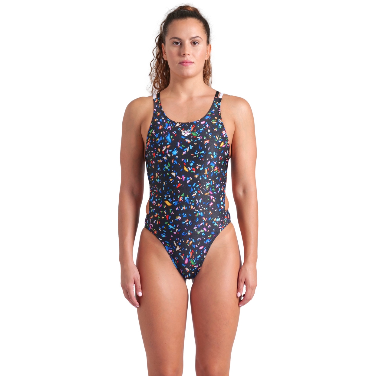 Produktbild von arena Performance Confetti Swim Tech Multi Back Badeanzug Damen - Schwarz Multi/Schwarz/Weiß