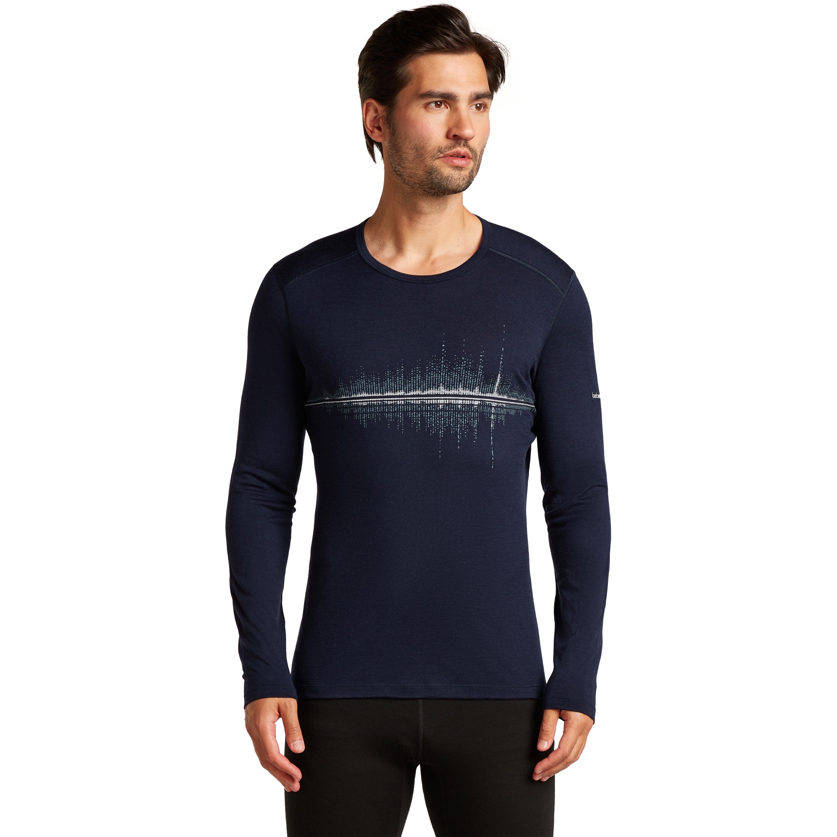 Produktbild von Icebreaker Merino 200 Oasis Thermo-Langarmshirt mit Rundhalsausschnitt Snow Wave Damen - Midnight Navy