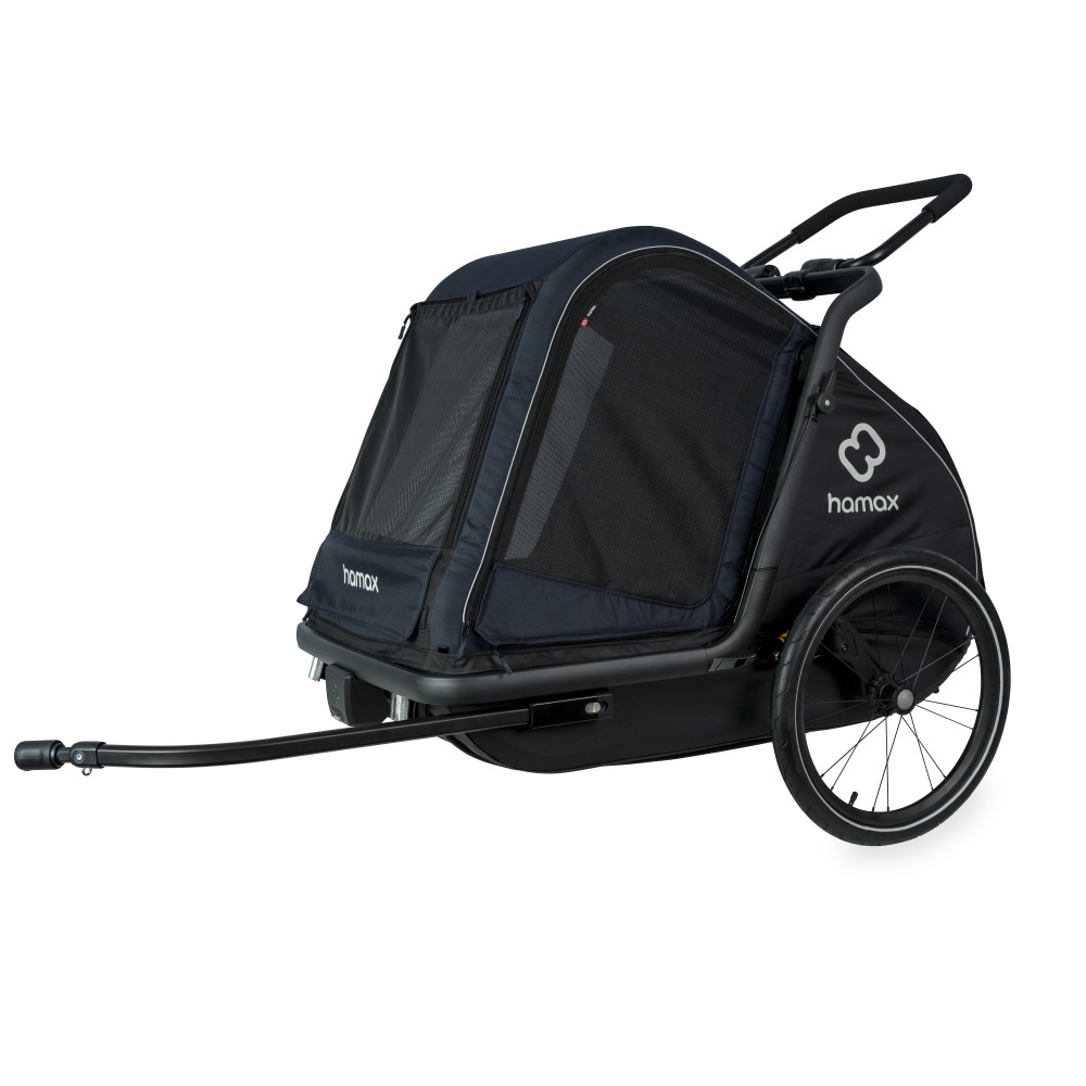 Picture of Hamax Pluto Large Bike Trailer for Dogs - Incl. Drawbar and Stroller Wheel - Navy/Black