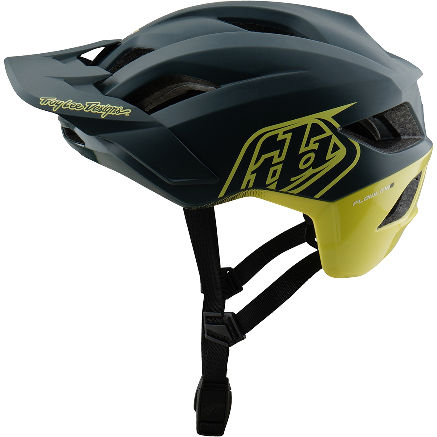 Productfoto van Troy Lee Designs Flowline SE MIPS Helm - Badge Gray/Glo Yellow