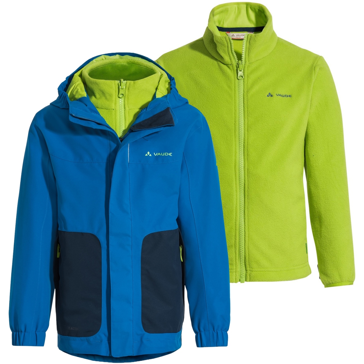 Picture of Vaude Campfire 3in1 Jacket IV Kids - radiate/green