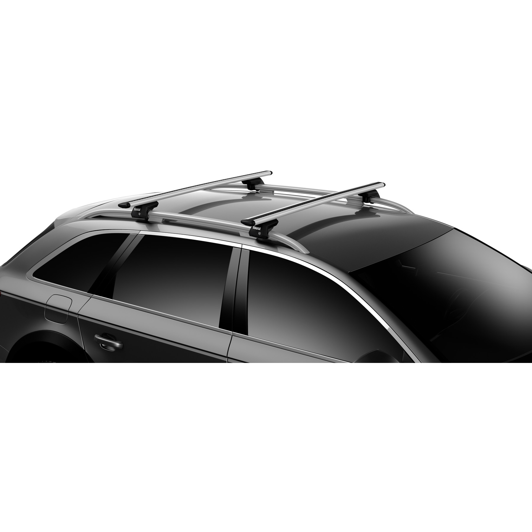 Thule Evo Raised Rail Roof Rack Foot Pack 7104 For Cars With Roof Rails - Black, 100kg Capacity