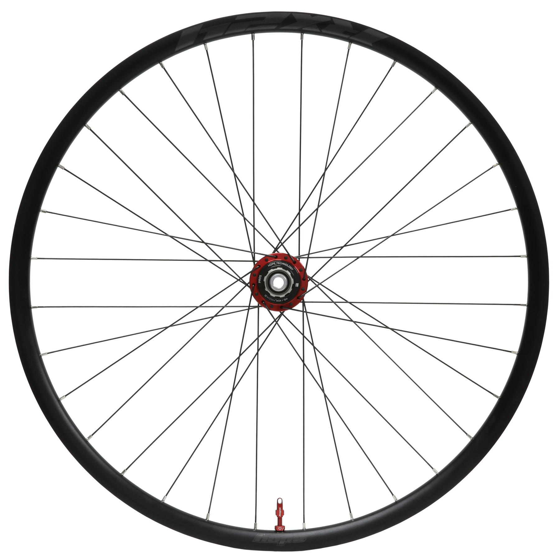 Productfoto van Hope RX24 - Pro 5 Achterwiel - 28&quot; | Clincher | 28 Gaten | Centerlock - 12x142mm - HG | rood