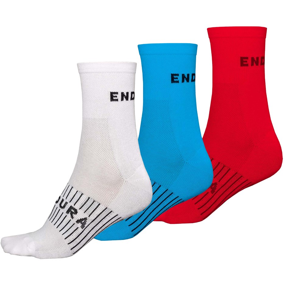 Produktbild von Endura Coolmax® Race Socken (Dreierpack) - weiß/blau/rot