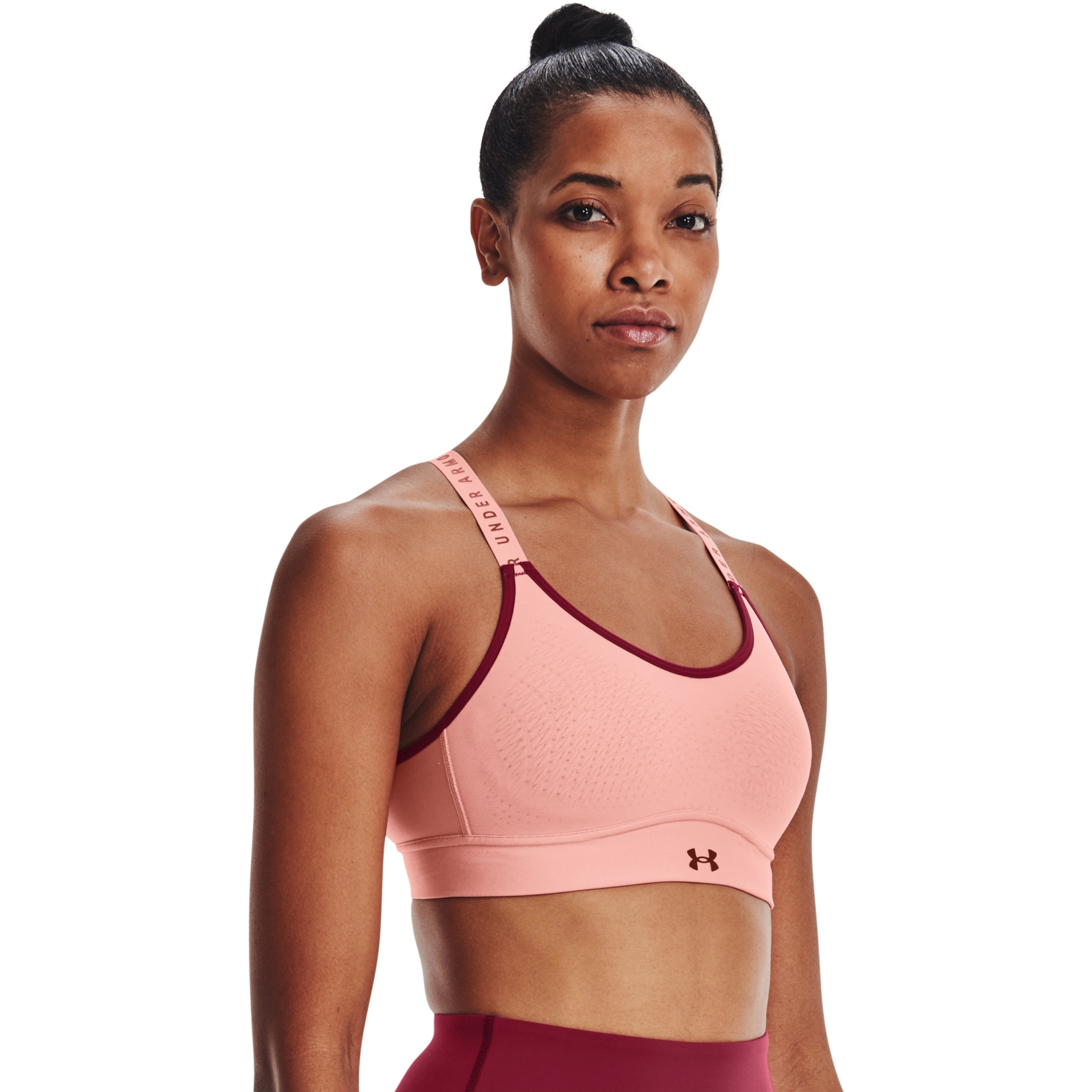 Picture of Under Armour Women&#039;s UA Infinity Mid Sports Bra - Pink Sands/Pink Sands/Black Rose