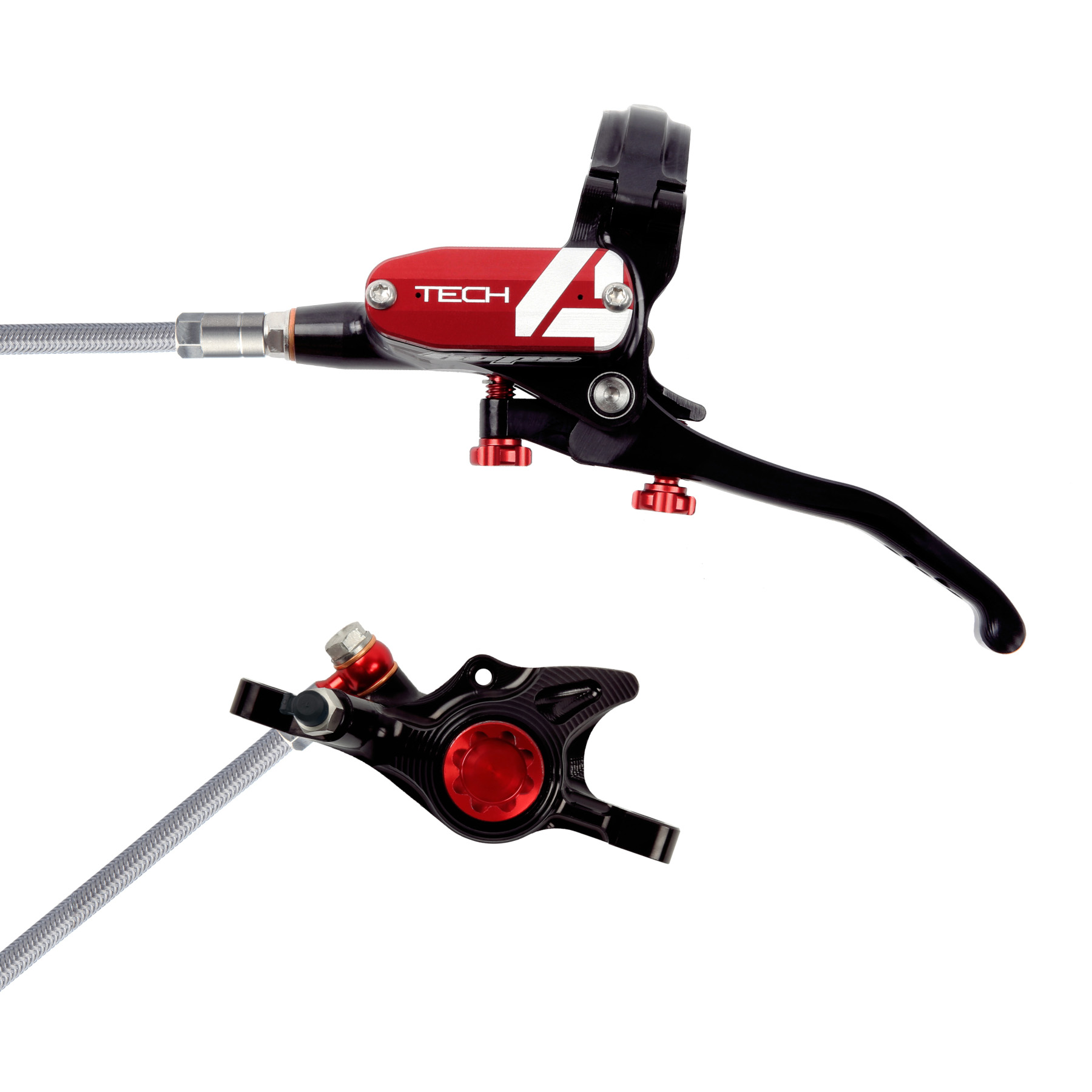 Image of Hope Tech 4 X2 Disc Brake - Steel Braided - black/red - Lever right