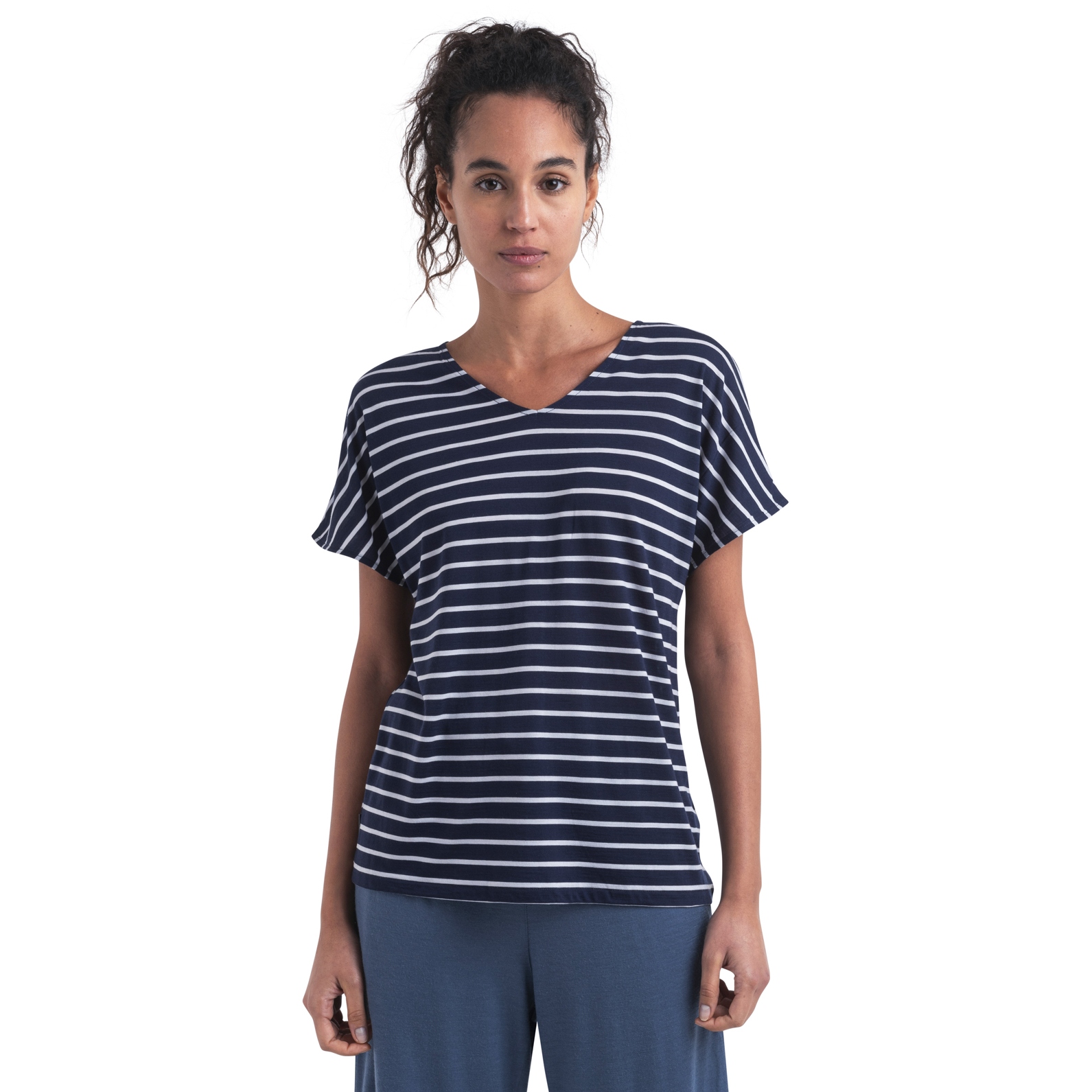 Immagine prodotto da Icebreaker Maglia Donna - Merino Drayden Reversible - Midnight Navy/Snow/Stripe