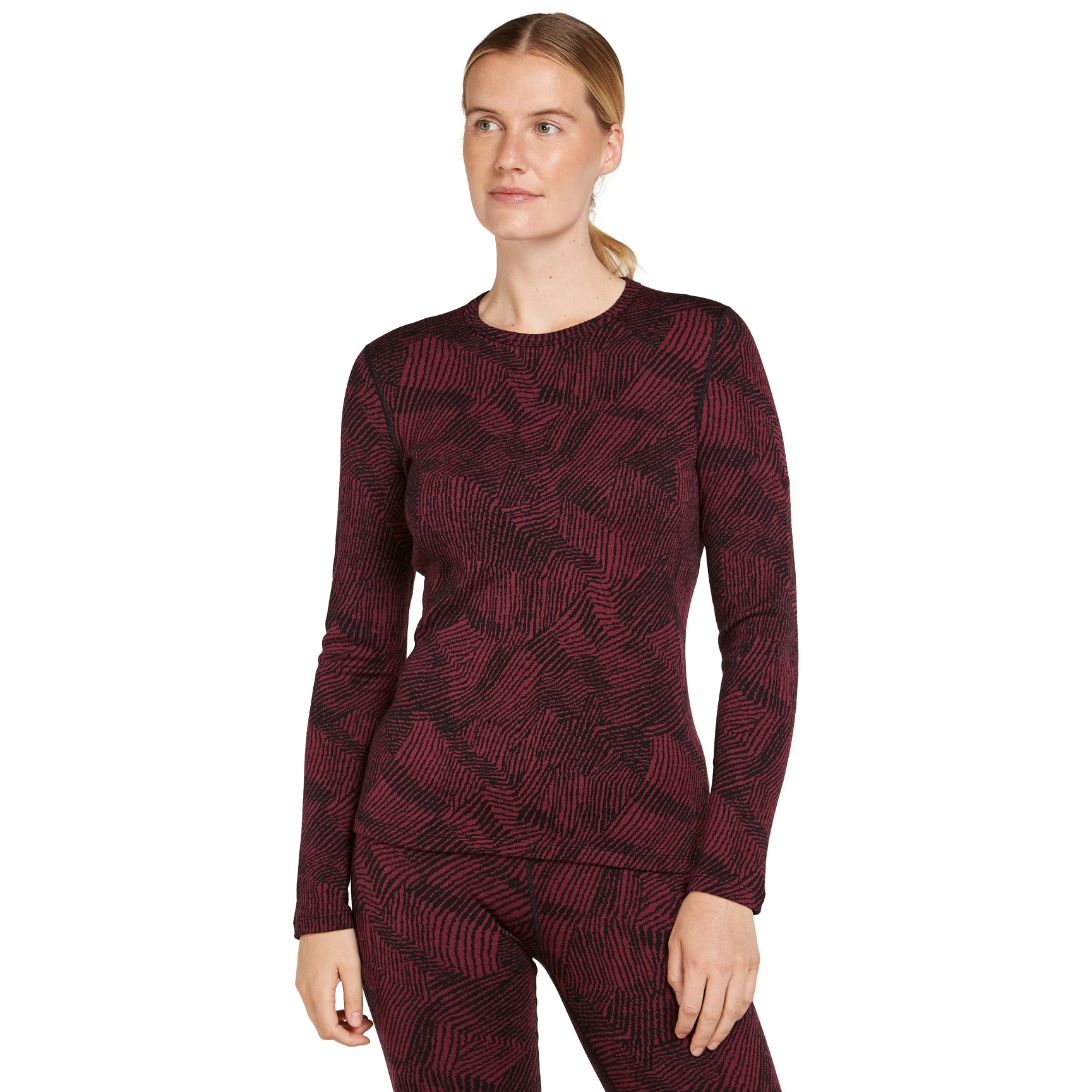 Produktbild von Icebreaker Merino 260 Vertex Thermo-Langarmshirt Frozen Forms Damen - Schwarz/Port