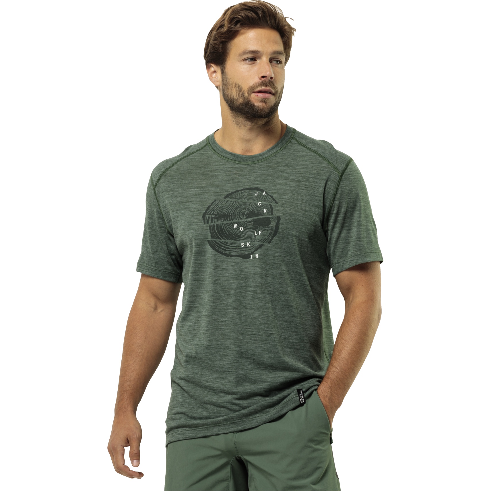 Produktbild von Jack Wolfskin Kammweg Graphic Kurzarmshirt Herren - hedge green