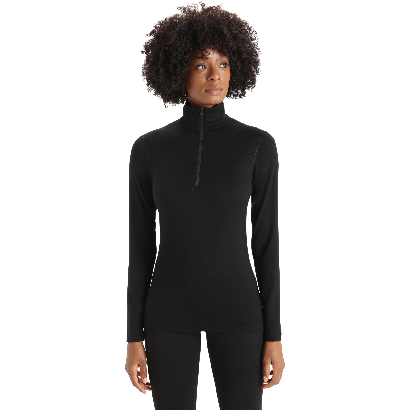 Bild von Icebreaker Merino 200 Oasis Thermo-Langarmshirt mit halblangem Reißverschluss Damen - Schwarz