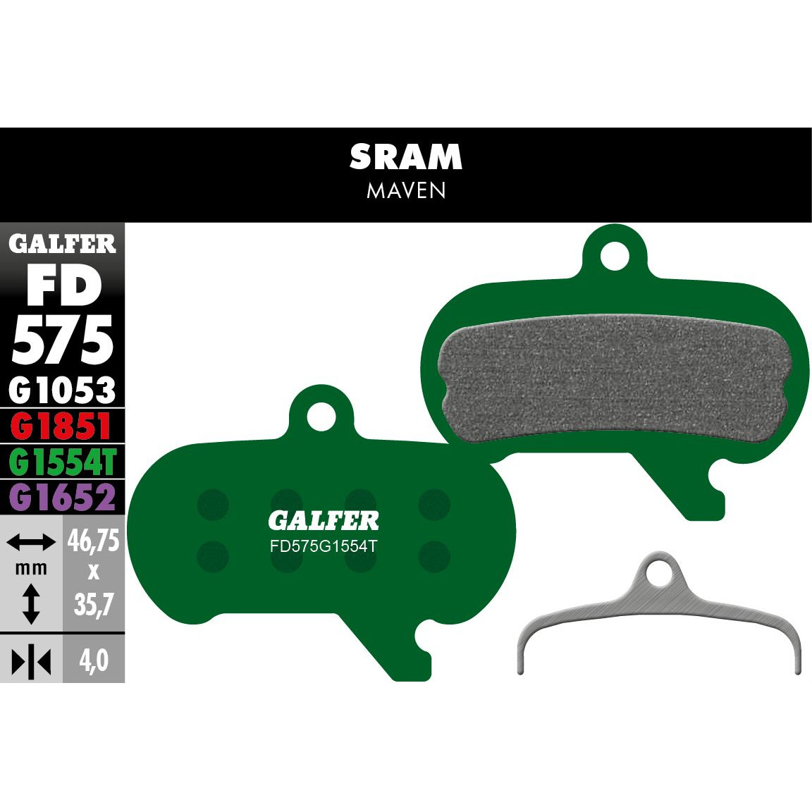 Picture of Galfer Pro G1554T Disc Brake Pads - FD575 | SRAM Maven