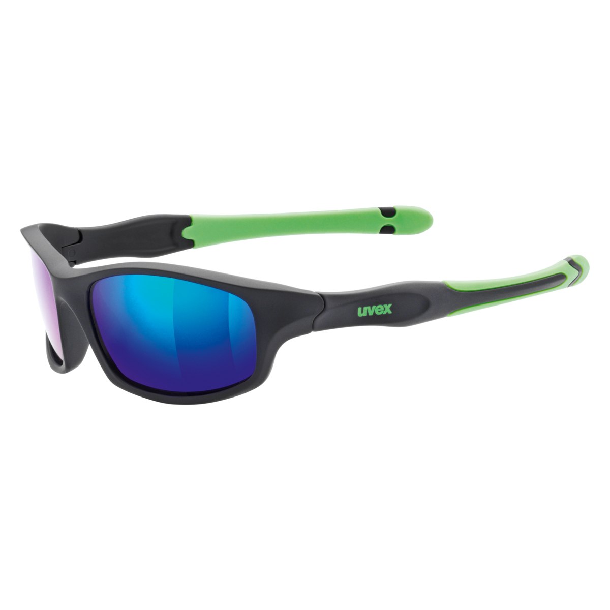 Image of Uvex sportstyle 507 Kids Glasses - black mat green/mirror green