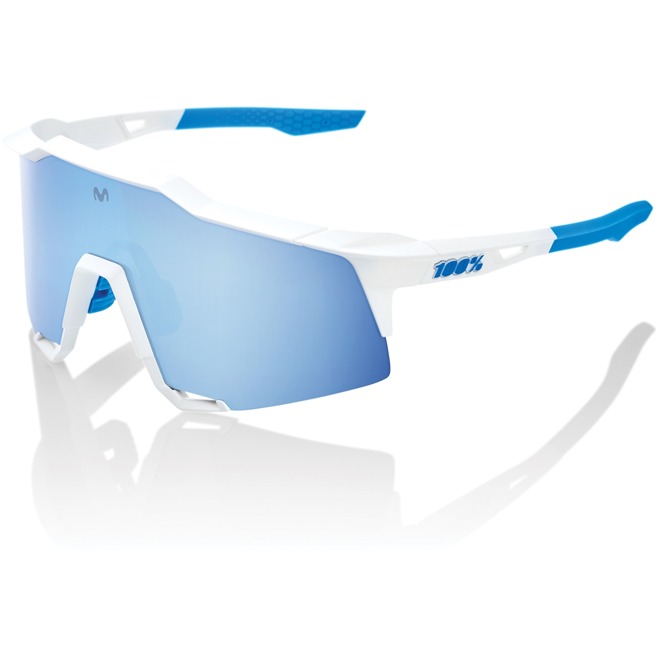 Productfoto van 100% Speedcraft Movistar Glasses - HiPER Mirror Lens - Team White / Blue