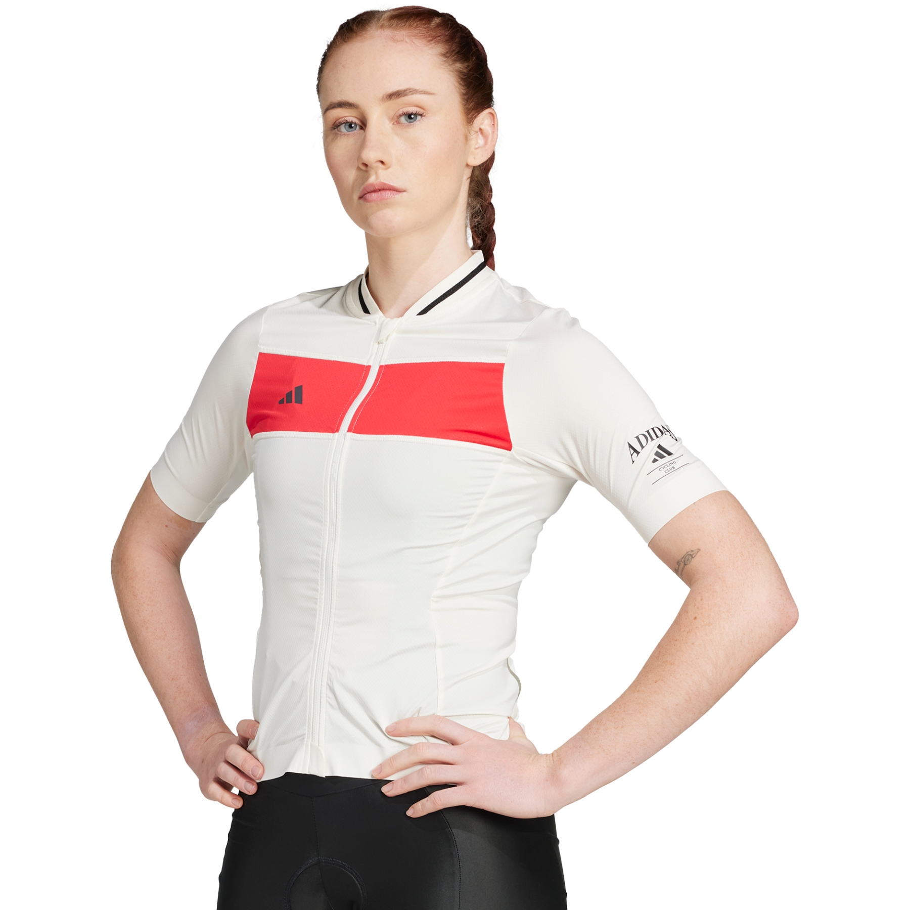 Produktbild von adidas Heritage Tempo 3-Stripes Radtrikot Damen - chalk white/pure ruby JD7181