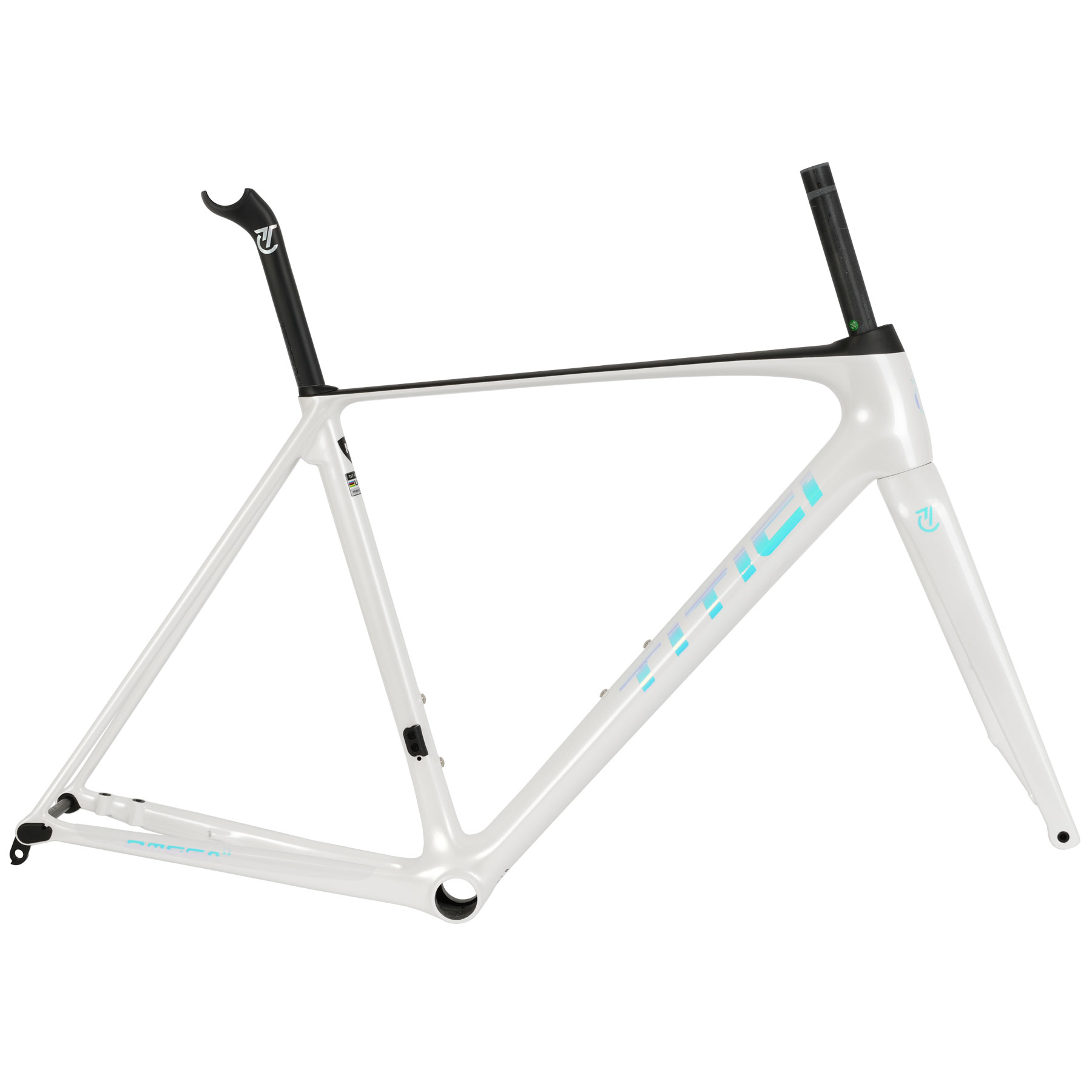 Productfoto van Titici OMEGA - Carbon Frameset - 2025 - metallo white / liquid UD / opal blue