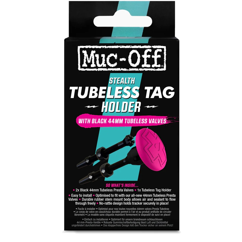 Foto van Muc-Off Tubeless Tag Beugel & 44mm Ventielset - zwart/roze