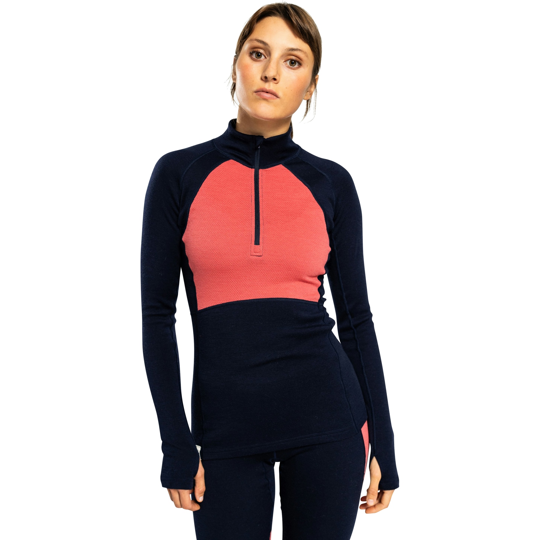 Produktbild von Ulvang Peak Map Half Zip Langarm-Unterhemd Damen - Navy Blue/Mineral Red