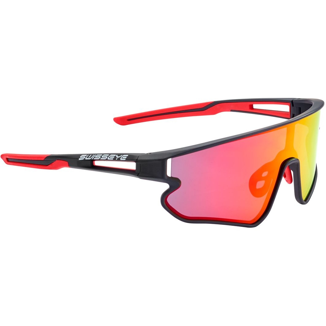Image of Swiss Eye Hurricane Glasses 13001 - Black Matt/Red - Smoke BR Revo