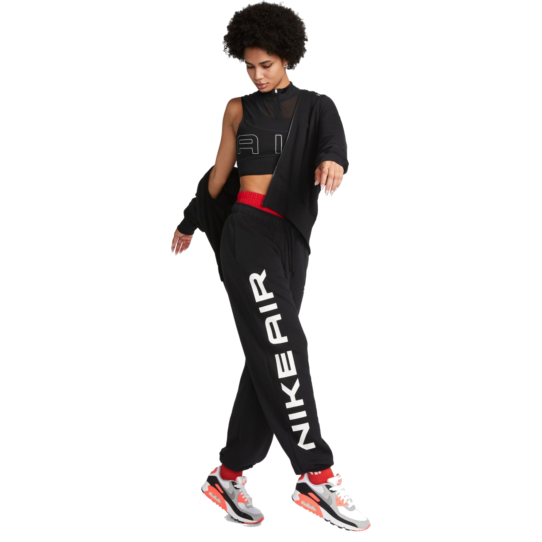 Nike Sportswear Air Fleece Oversized Jogger Pants Women - black/white  FB8051-010