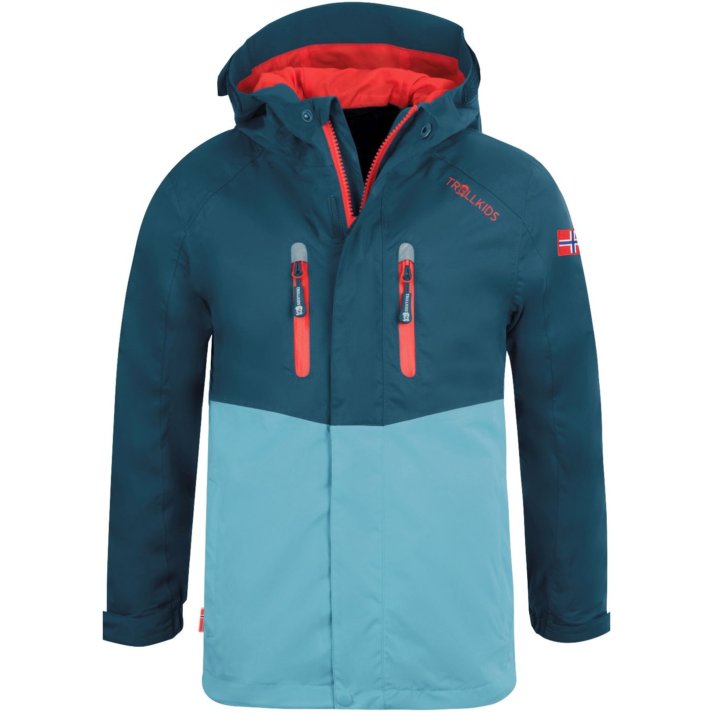 Picture of Trollkids Nusfjord Jacket Kids - Petrol/Dolphin Blue/Spicy Red
