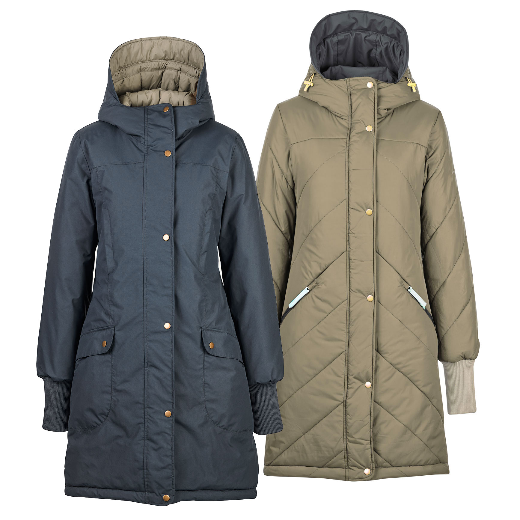 Picture of Finside SIPULI Women Reversible Winter Parka - graphit/timber wolf