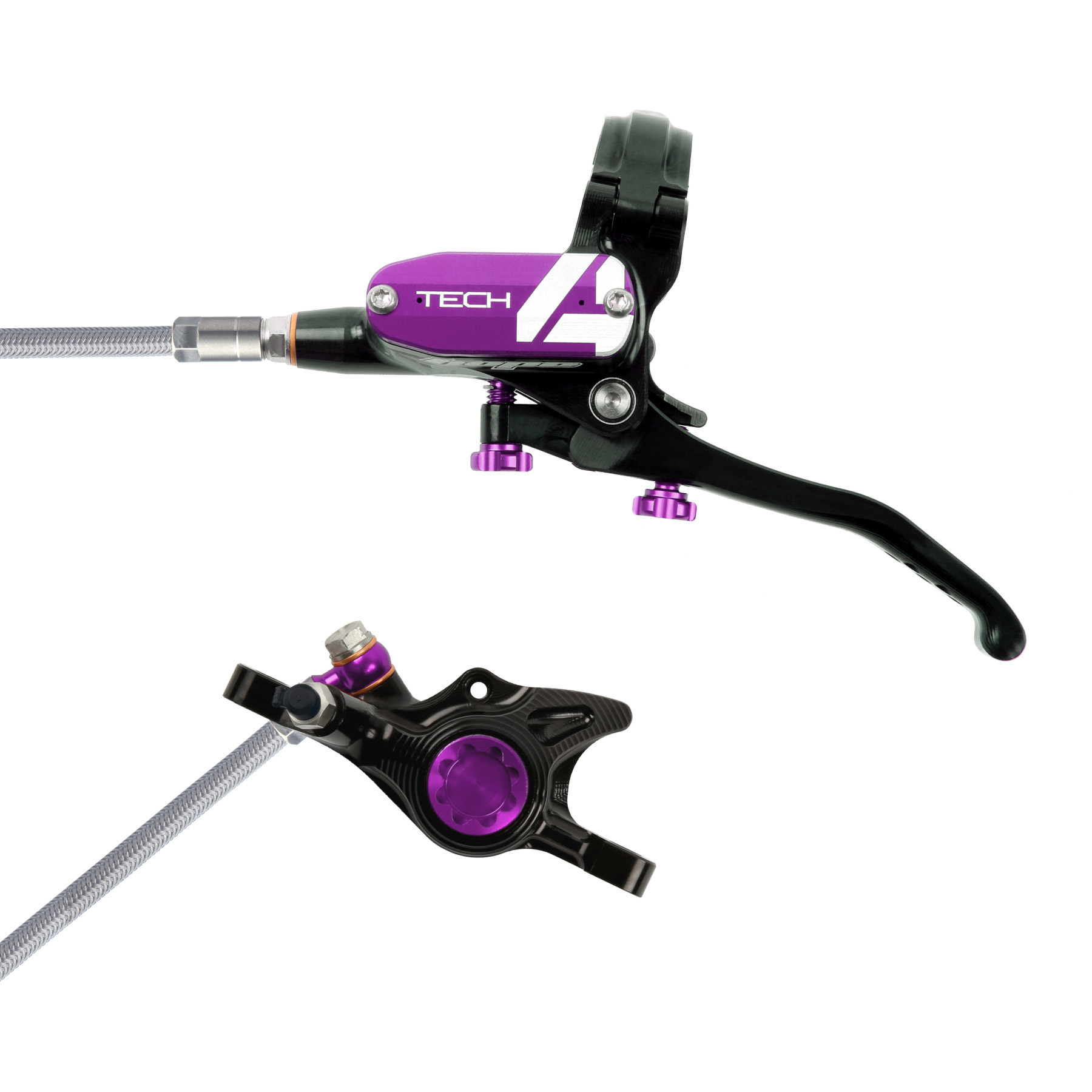 Picture of Hope Tech 4 X2 Disc Brake - Steel Braided - black/purple - Lever left