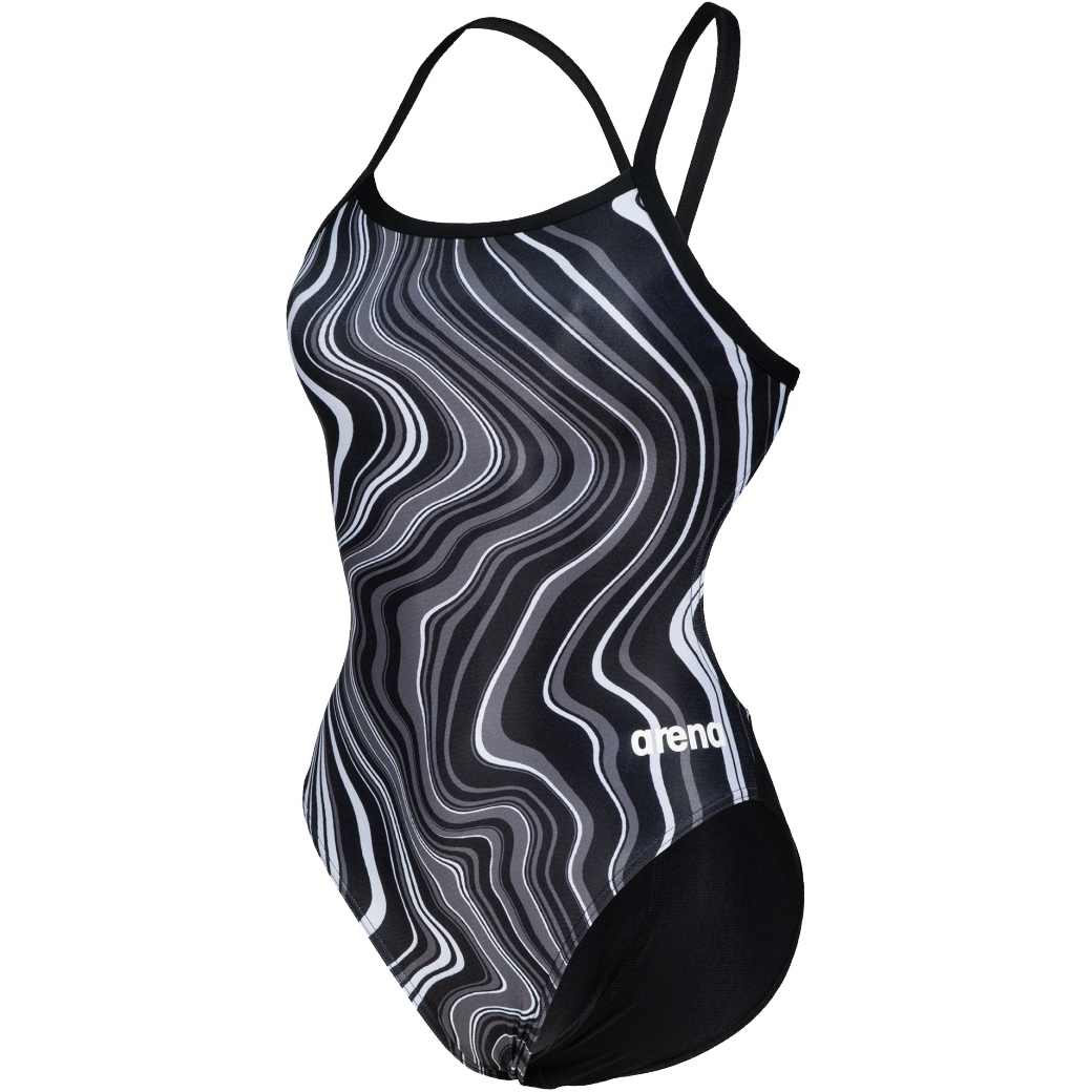 Picture of arena Women&#039;s Marbled Challenge Back Swimsuit - Black-Black Multi
