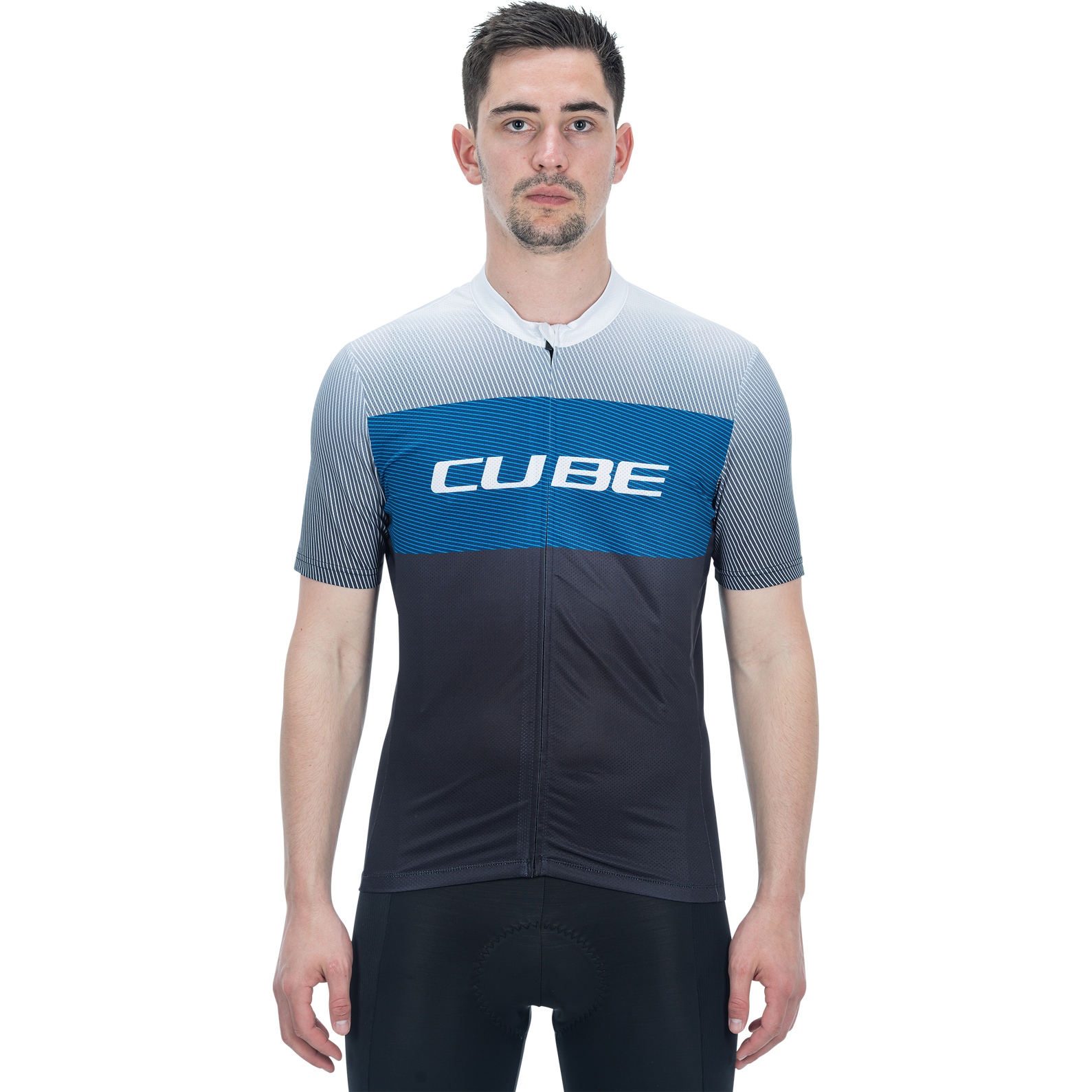 Picture of CUBE TEAMLINE CMPT Short Sleeve Jersey Men - black&#039;n&#039;blue&#039;n&#039;grey