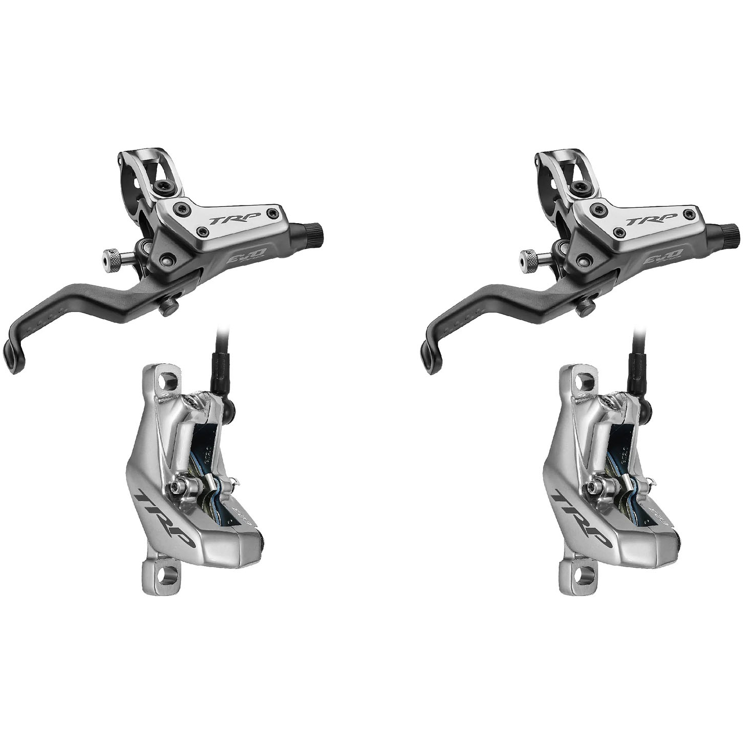 Produktbild von TRP EVO Pro Scheibenbremse | 4-Kolben - Set (Vorn + Hinten) | silber