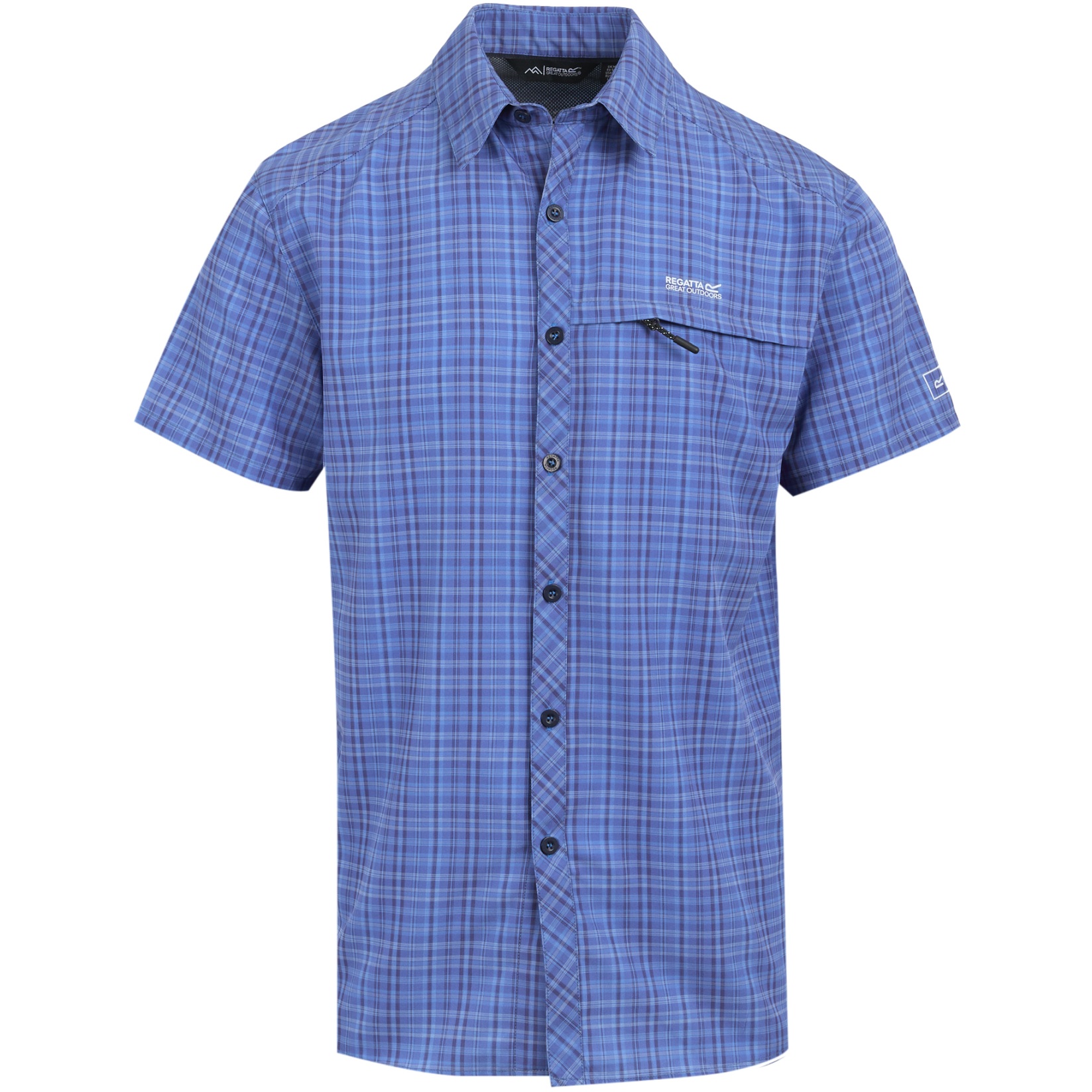 Picture of Regatta Travel Packaway Short Sleeve Shirt Men - Olympian Blue Check A3T