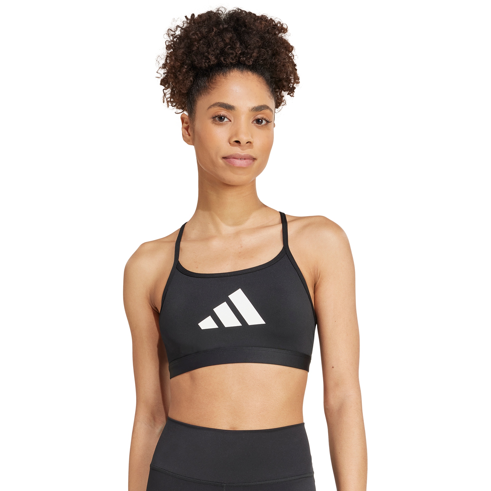 Produktbild von adidas Aeroreact Graphic Sport-BH mit leichter Unterstützung Damen - schwarz JG1413