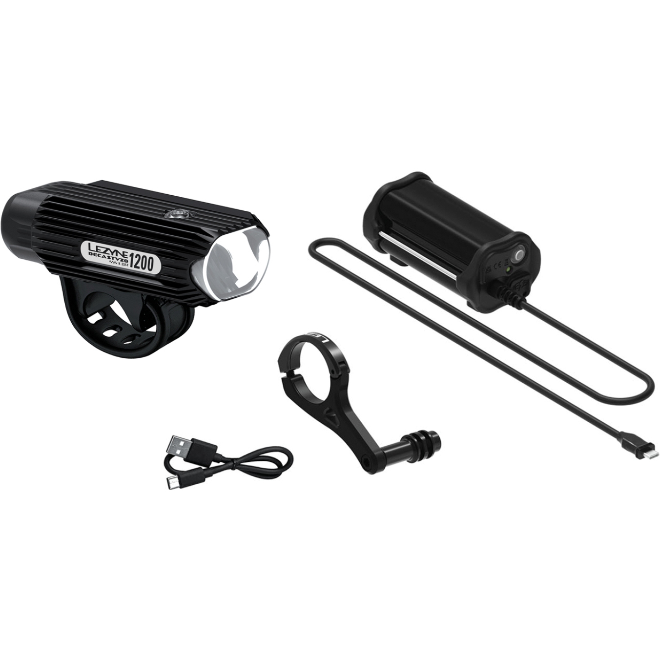 Lezyne Deca 1200 Заряженный комплект StVZO спереди Светло -черный