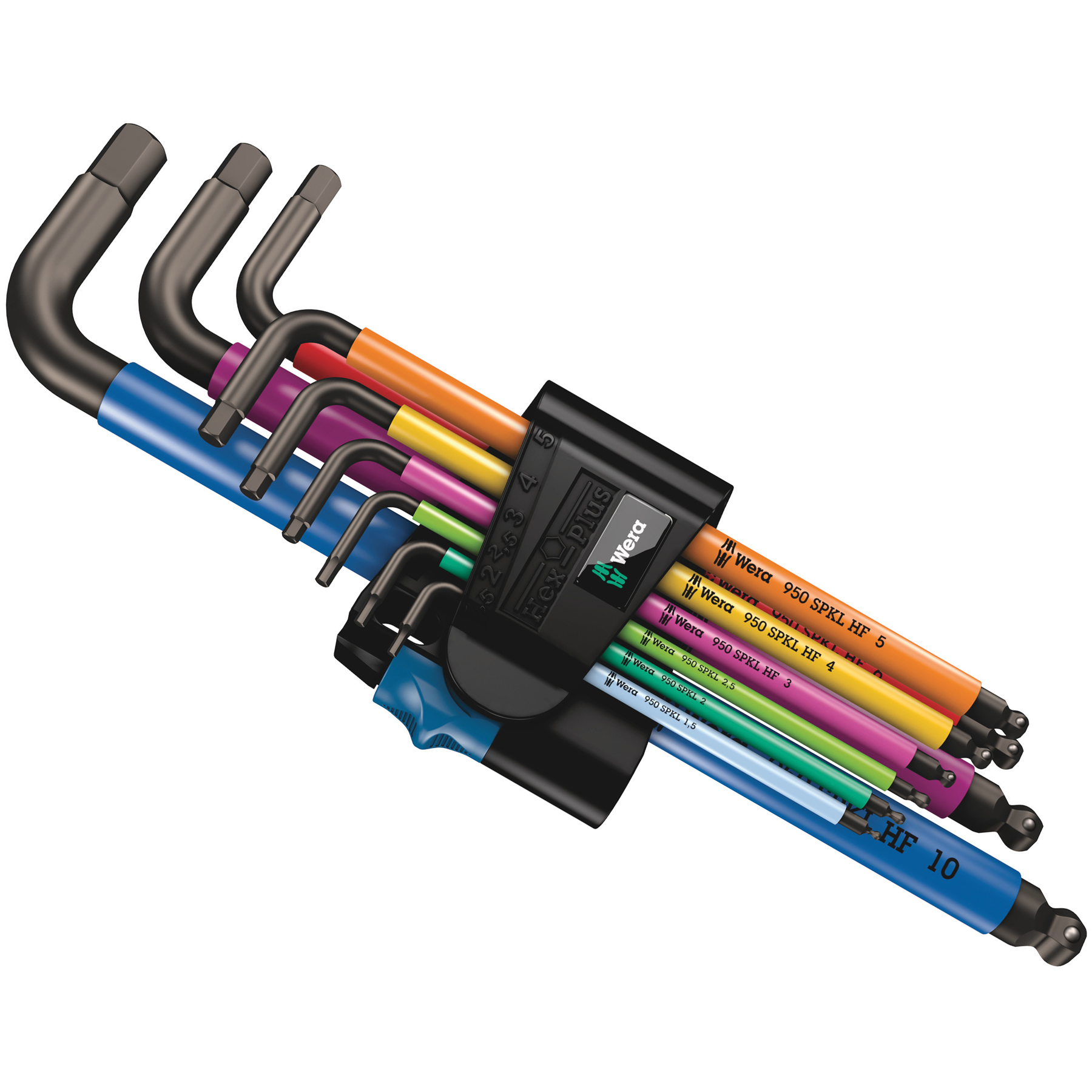 Productfoto van Wera 950/9 Hex-Plus Multicolour HF 1 - Stiftsleutelset, metrisch - met vasthoudfunctie - 9 Pezzi