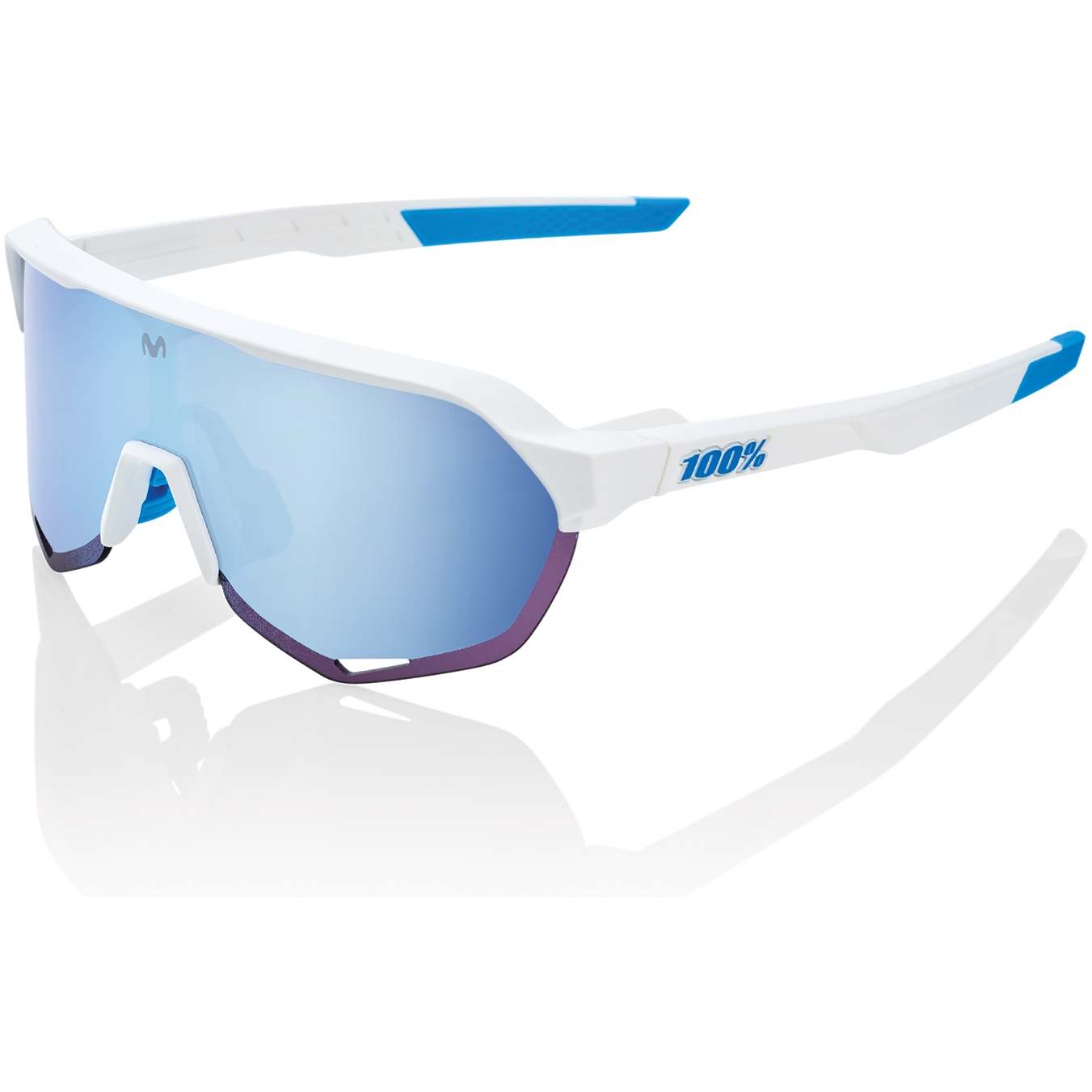 Productfoto van 100% S2 Movistar Glasses - HiPER Mirror Lens - Team White / Blue Multilayer + Clear