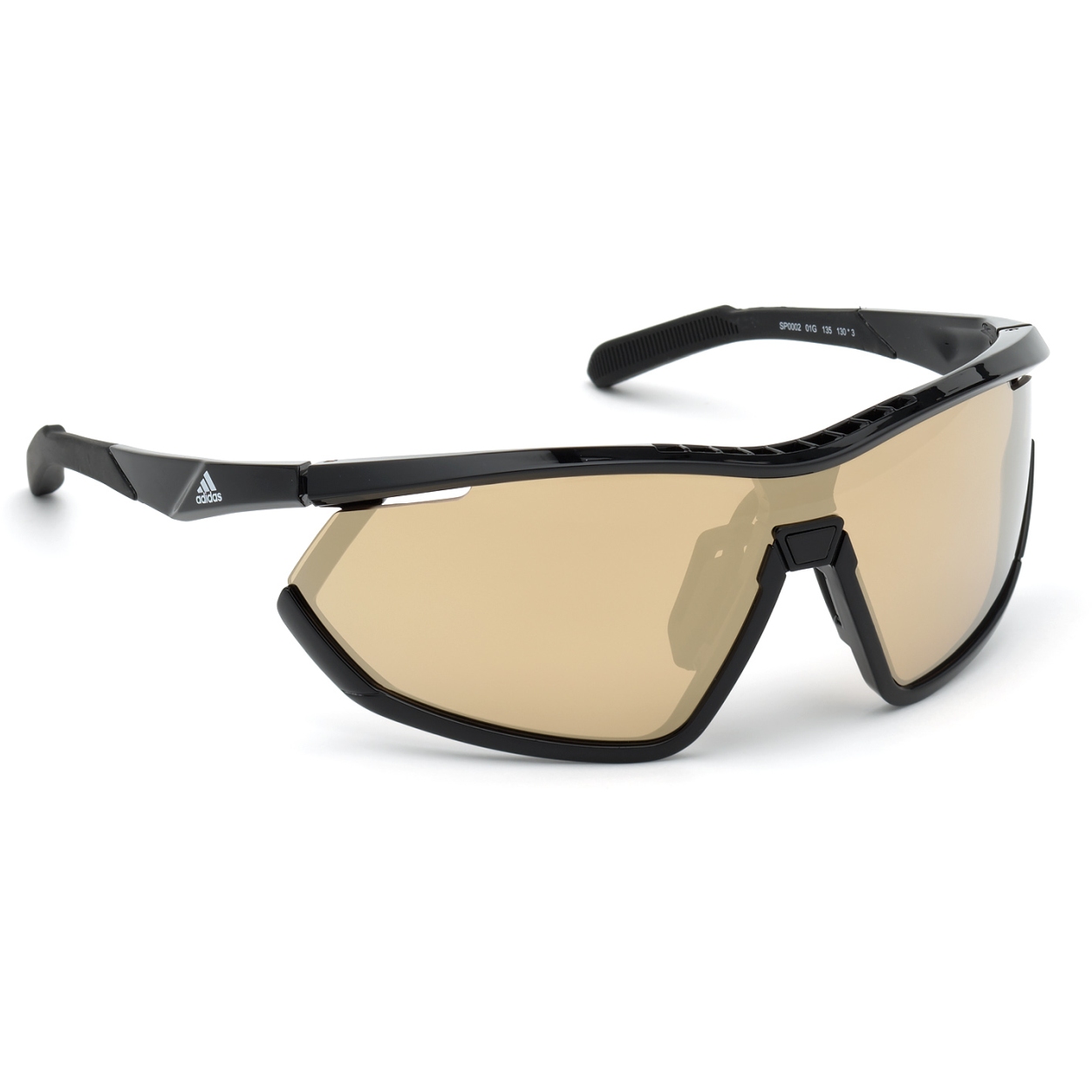 Picture of adidas Sp0002 Injected Sport Sunglasses - Shiny Black / Contrast Mirror Brown + Orange