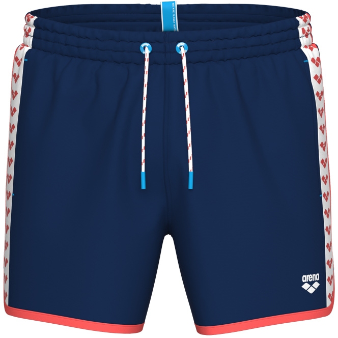 arena Icons Team Stripe Beach Shorts Men - Navy/Calypso Coral