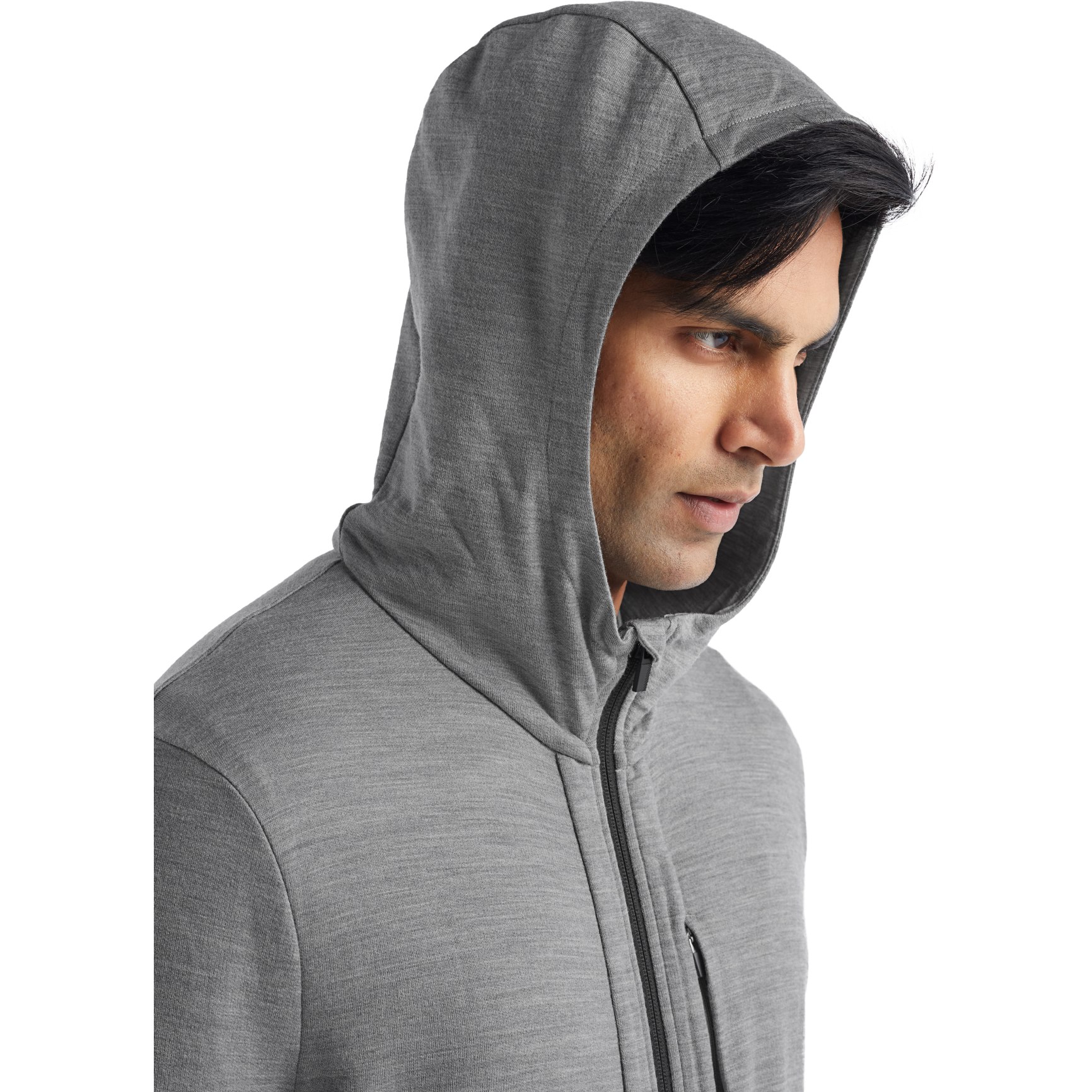 Icebreaker Men's Quantum III Long Sleeve Zip Hood Midlayer - Metro  Heather/Black