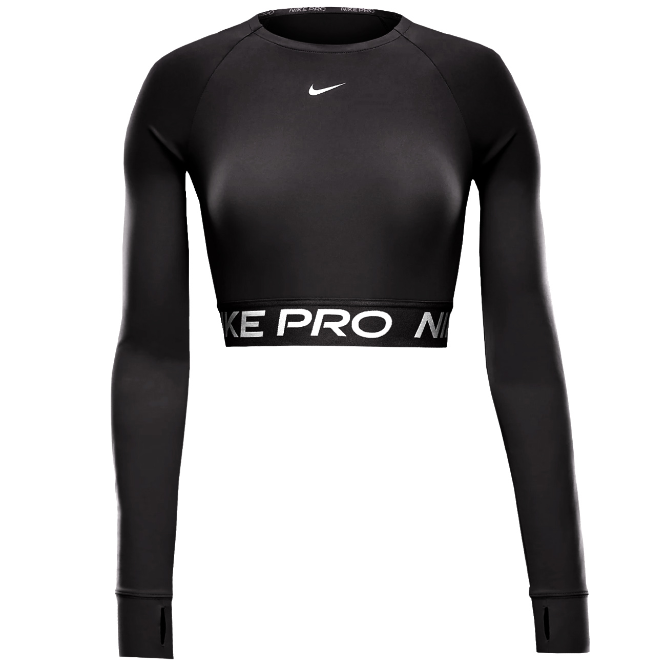 Укороченные женские кроссовки Nike Pro Dri-FIT с длинным рукавом - черный/белый FV5484-010
