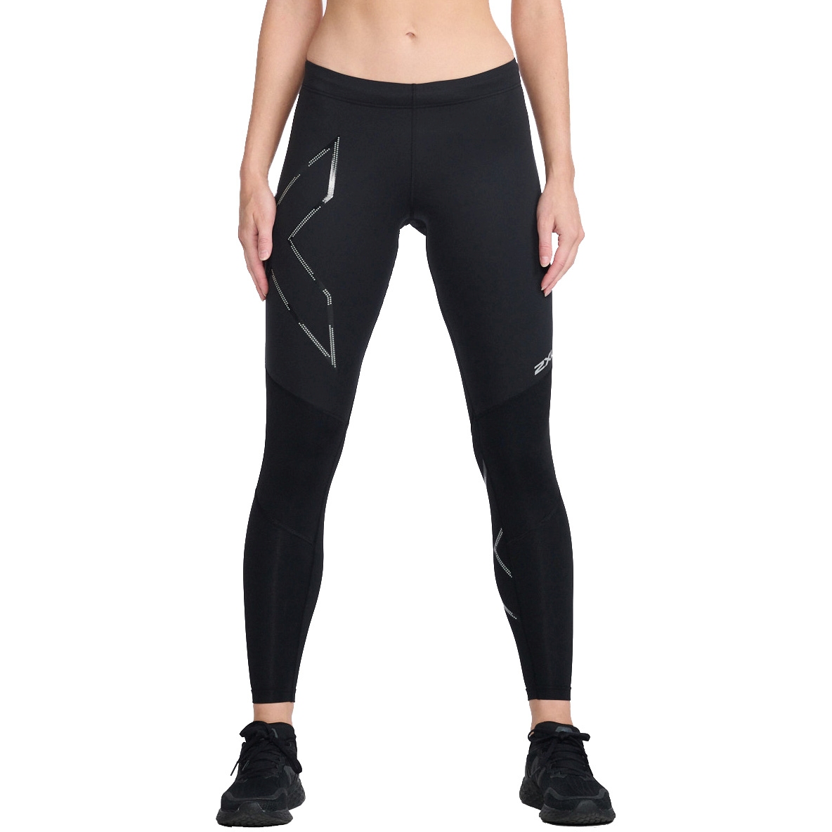 Image of 2XU Ignition Shield Compression Women's Tights - black/black reflective