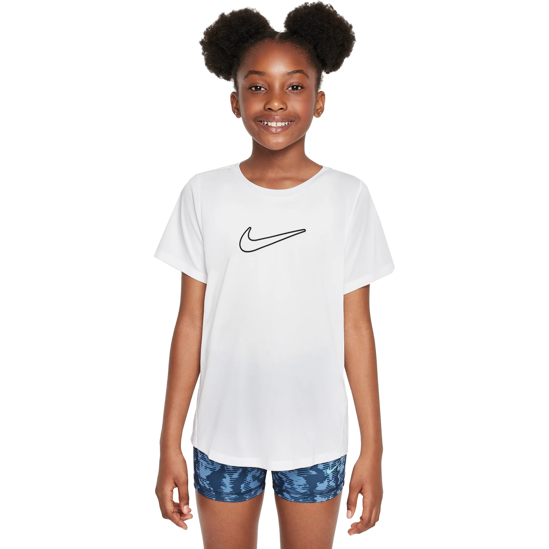 Produktbild von Nike One Fitted Dri-FIT-Kurzarmshirt Kinder - weiß/schwarz FZ5600-100